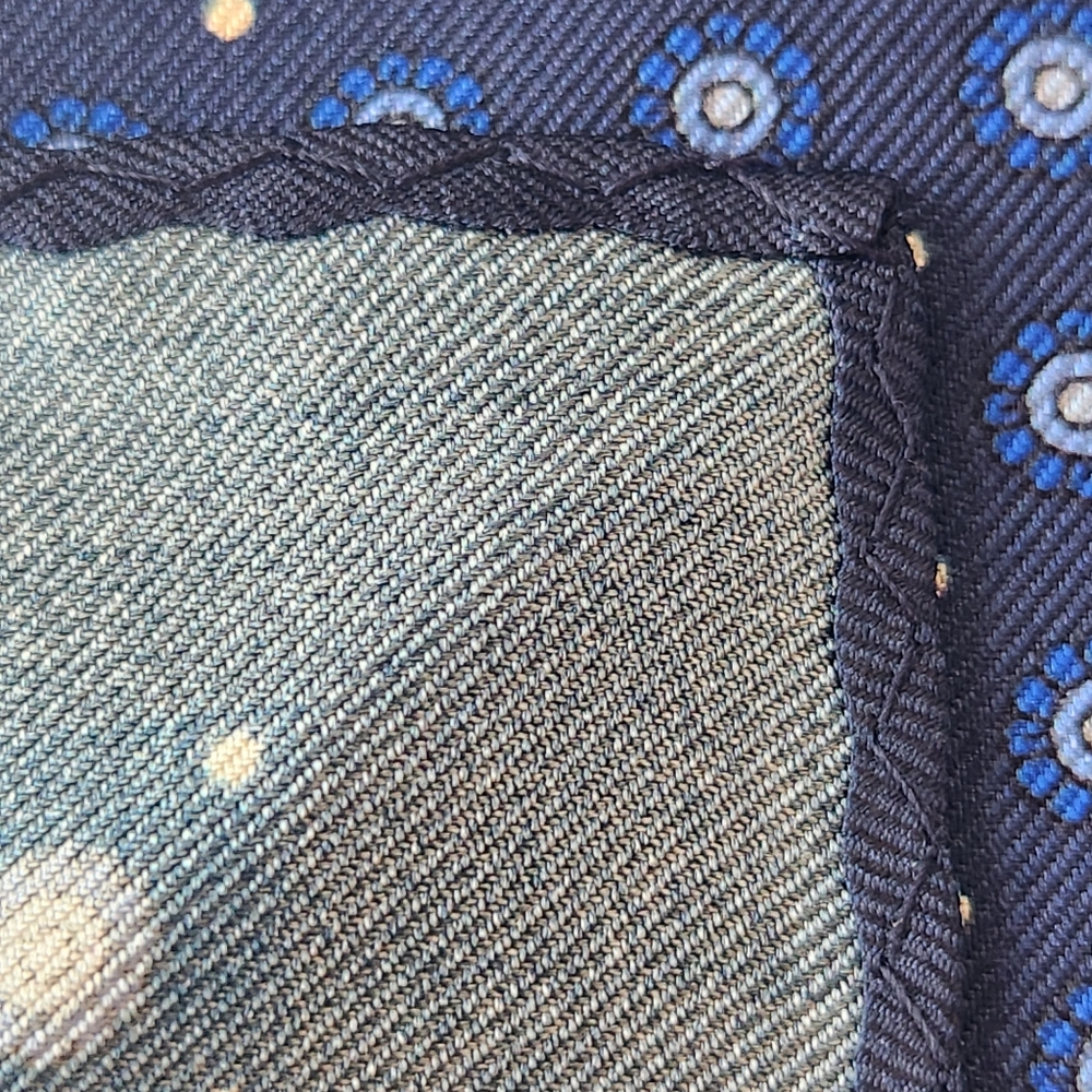 Cremieux Pocket Square 4 Panels Blue Paisley 100% Silk Foulard Pochette New $35 - Picture 9 of 11